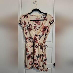 Floral Wrap Dress in Cream and Red